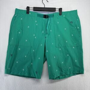 Nike Shorts men's 40 Green Chino Belted Charms Golf Slim Dri Fit performance 10"